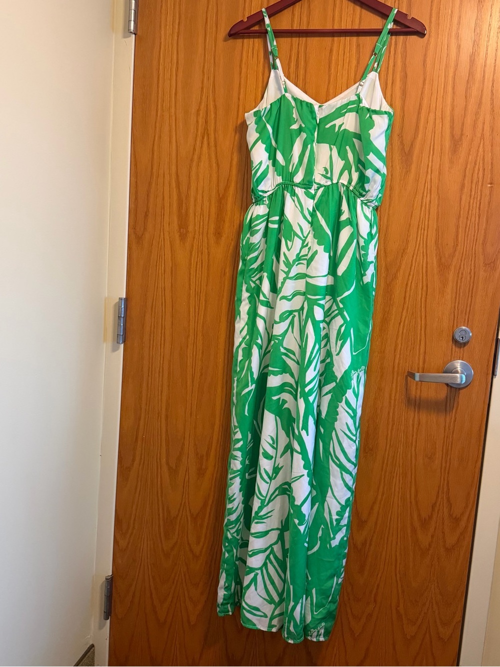 Lilly Pulitzer Green and White Tropical-Print Wide-Leg Jumpsuit Size S - Picture 3 of 8